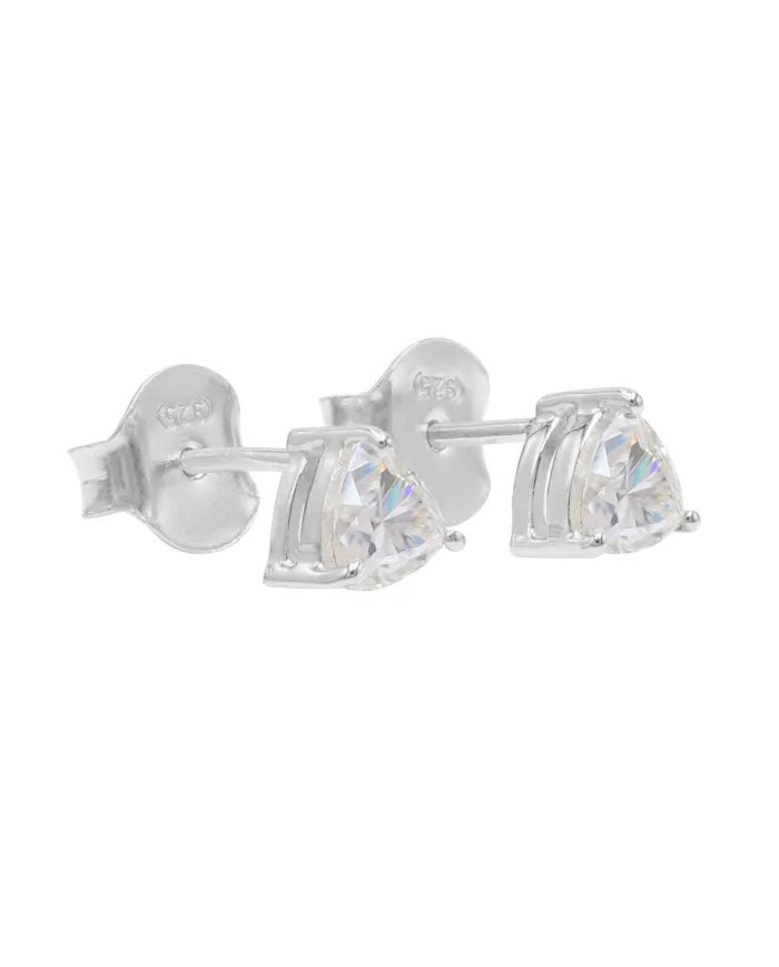 Moissanite Trillion Cut Stud Earrings in 925 Sterling Silver Handmade