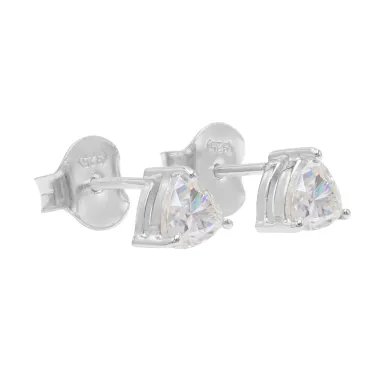 Moissanite Trillion Cut Stud Earrings in 925 Sterling Silver Handmade