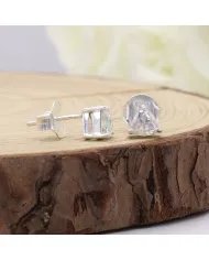 Moissanite Trillion Cut Stud Earrings in 925 Sterling Silver Handmade