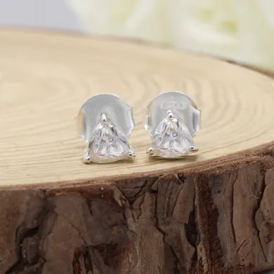 Moissanite Trillion Cut Stud Earrings in 925 Sterling Silver Handmade