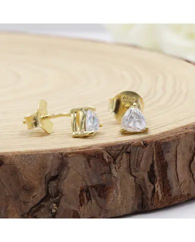 Moissanite Trillion Cut Stud Earrings - Gold Plated 925 Sterling Silver