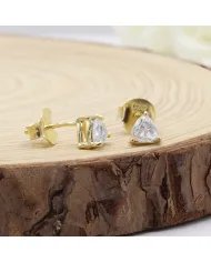 Moissanite Trillion Cut Stud Earrings - Gold Plated 925 Sterling Silver