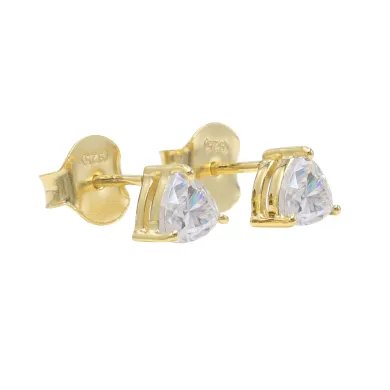 Moissanite Trillion Cut Stud Earrings - Gold Plated 925 Sterling Silver