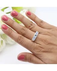 Swiss Blue Topaz & Moonstone Ring - 925 Sterling Silver Gift for Her