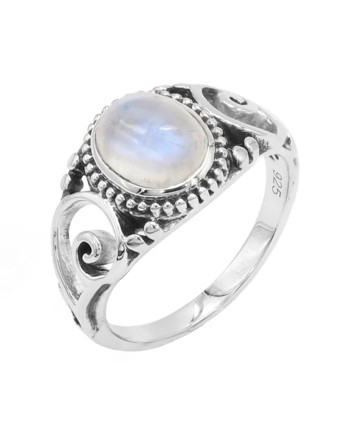 Moonstone Ring 925 Sterling Silver - Handmade Boho Vintage Style