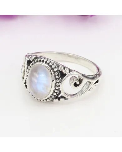 Moonstone Ring 925 Sterling Silver - Handmade Boho Vintage Style