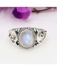 Moonstone Ring 925 Sterling Silver - Handmade Boho Vintage Style