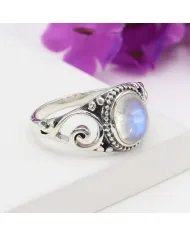 Moonstone Ring 925 Sterling Silver - Handmade Boho Vintage Style