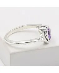 925 Sterling Silver Amethyst Trillion Cut Ring – Handmade Elegant Jewelry