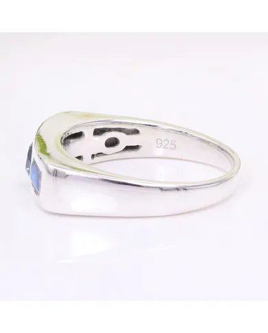 Swiss Blue Topaz & Moonstone Ring - 925 Sterling Silver Gift for Her