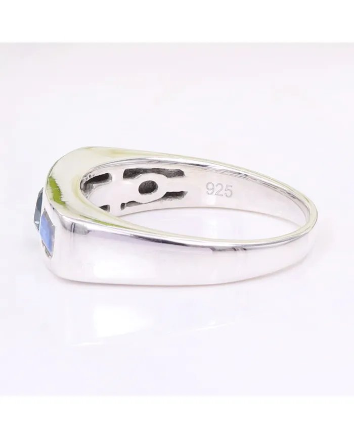 Swiss Blue Topaz & Moonstone Ring - 925 Sterling Silver Gift for Her