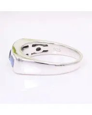 Swiss Blue Topaz & Moonstone Ring - 925 Sterling Silver Gift for Her