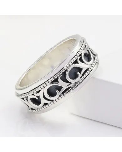 925 Sterling Silver Oxidized Spinner Ring – Anxiety Relief Fidget Jewelry