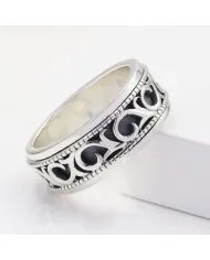 925 Sterling Silver Oxidized Spinner Ring – Anxiety Relief Fidget Jewelry