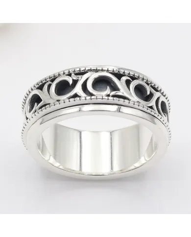 925 Sterling Silver Oxidized Spinner Ring – Anxiety Relief Fidget Jewelry