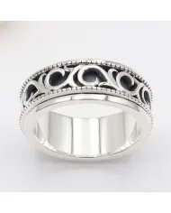 925 Sterling Silver Oxidized Spinner Ring – Anxiety Relief Fidget Jewelry