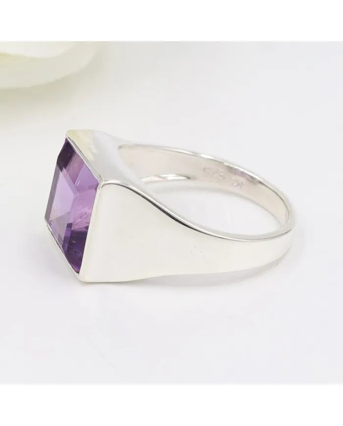 Amethyst Ring – Handmade 925 Sterling Silver Unisex Gemstone Jewelry