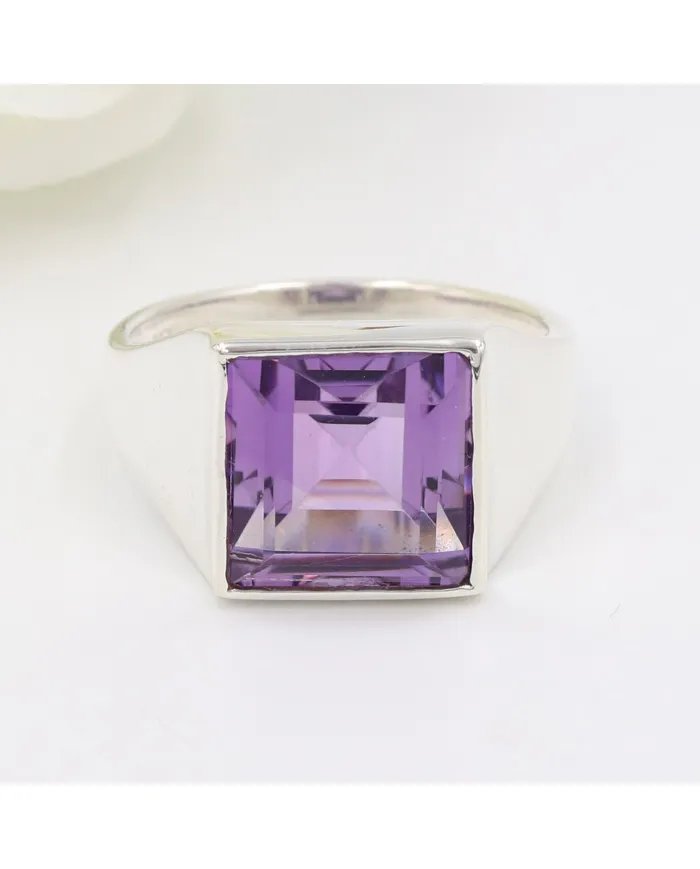 Amethyst Ring – Handmade 925 Sterling Silver Unisex Gemstone Jewelry