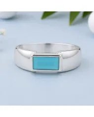 925 Sterling Silver Arizona Turquoise Ring – Modern Minimalist Band