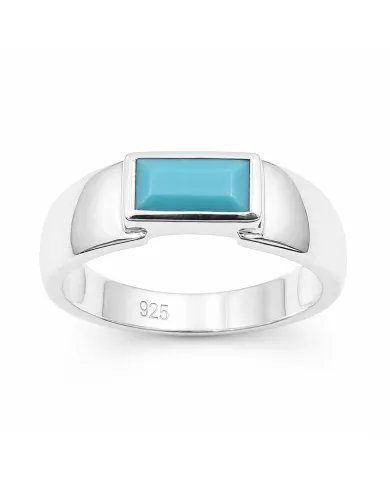 925 Sterling Silver Arizona Turquoise Ring – Modern Minimalist Band