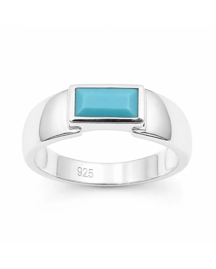 925 Sterling Silver Arizona Turquoise Ring – Modern Minimalist Band