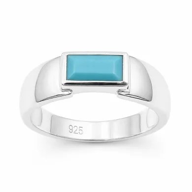 925 Sterling Silver Arizona Turquoise Ring – Modern Minimalist Band