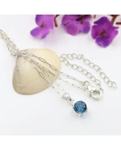 London Blue Topaz Sterling Silver Pendant Necklace - Handmade Gemstone Jewelry