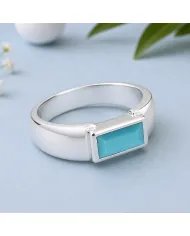 925 Sterling Silver Arizona Turquoise Ring – Modern Minimalist Band