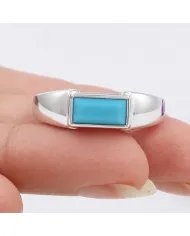 925 Sterling Silver Arizona Turquoise Ring – Modern Minimalist Band
