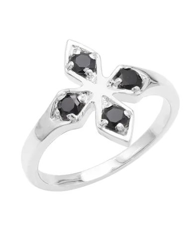 925 Sterling Silver Black Onyx Flower Ring – Handmade Design Band
