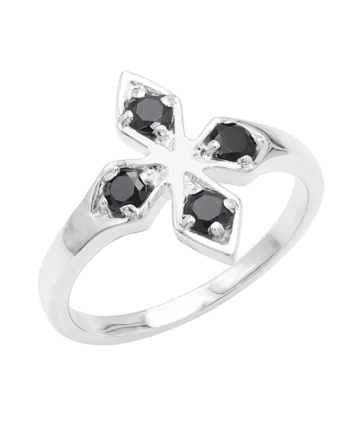 925 Sterling Silver Black Onyx Flower Ring – Handmade Design Band