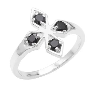 925 Sterling Silver Black Onyx Flower Ring – Handmade Design Band