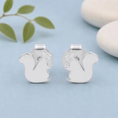 Swarovski Crystal Squirrel Stud Earrings in 925 Sterling Silver