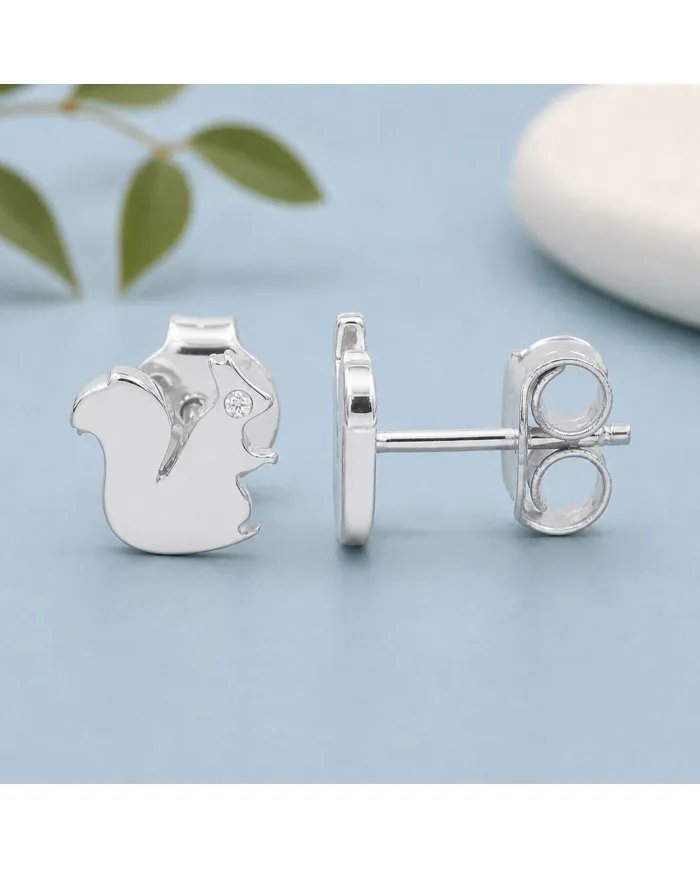 Swarovski Crystal Squirrel Stud Earrings in 925 Sterling Silver