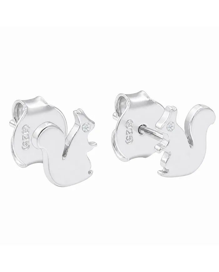 Swarovski Crystal Squirrel Stud Earrings in 925 Sterling Silver