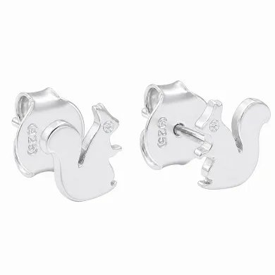 Swarovski Crystal Squirrel Stud Earrings in 925 Sterling Silver