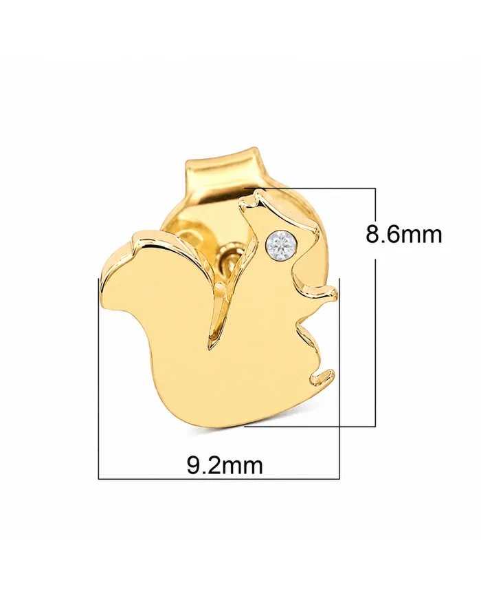 Swarovski Crystal Squirrel Stud Earrings - Gold Plated in 925 Silver