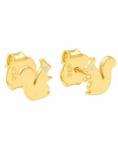 Swarovski Crystal Squirrel Stud Earrings - Gold Plated in 925 Silver