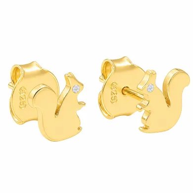 Swarovski Crystal Squirrel Stud Earrings - Gold Plated in 925 Silver