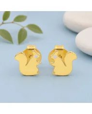 Swarovski Crystal Squirrel Stud Earrings - Gold Plated in 925 Silver