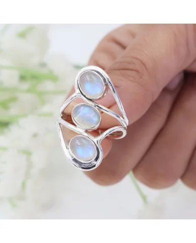 Moonstone Statement Ring - 925 Sterling Silver Handmade Jewelry