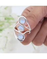 Moonstone Statement Ring - 925 Sterling Silver Handmade Jewelry