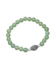 Aventurine Bead Bracelet with Silver Centerpiece - Elegant Gemstone
