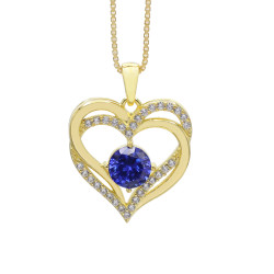 Fashionable Women's Necklace - 18k Gold over Silver Heart Pendant - Minimalist Design