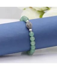Aventurine Bead Bracelet with Silver Centerpiece - Elegant Gemstone