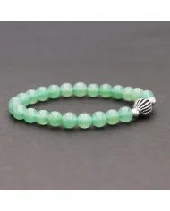 Aventurine Bead Bracelet with Silver Centerpiece - Elegant Gemstone