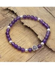 Amethyst Bead Bracelet with Silver Heart Charm