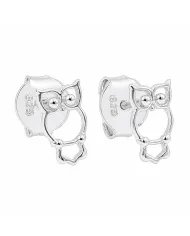 Owl Stud Earrings – Gold Plated 925 Silver Handmade Gift for Her