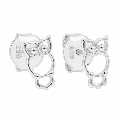 925 Sterling Silver Owl Stud Earrings Handmade Minimalist Gift for Her