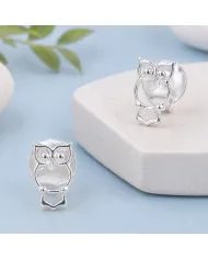 925 Sterling Silver Owl Stud Earrings Handmade Minimalist Gift for Her